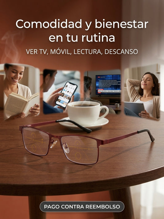 Gafas de lectura progresivas con 3 niveles automáticos